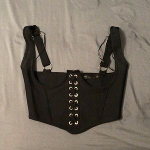 grunge emo alternative crossed zip up corset